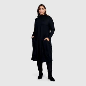 Women’s Isaac Mizrahi Live Mock Neck Black Dress, XL